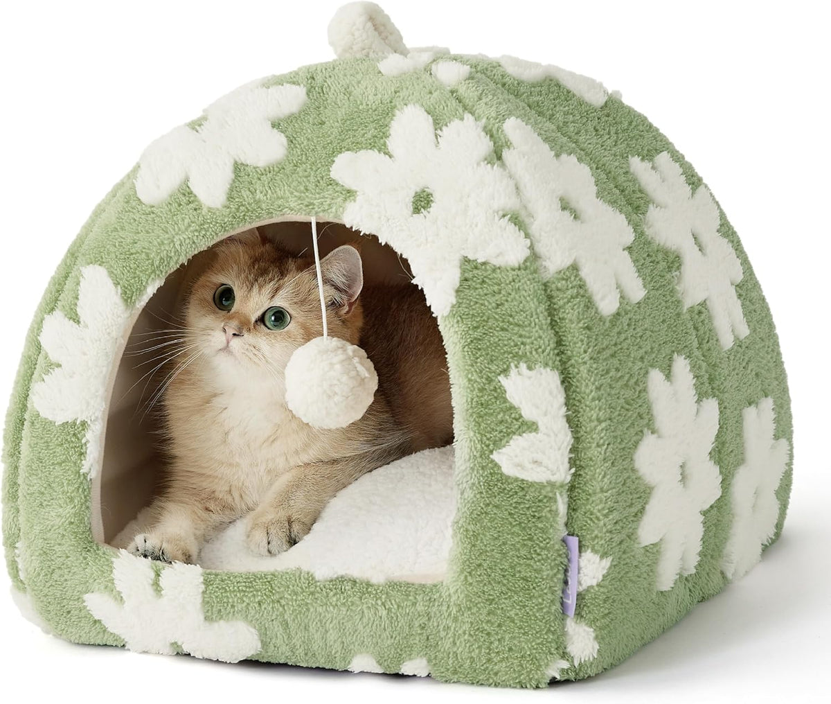 Lesure Cute Cat Beds for Indoor Cats - 2 in 1 Cat Cave Bed for Kittens and Small Pets with Removable Washable Cushioned Pillow, Cozy Kitten Tent with Non-Slip Bottom, Blue, 16 inches - Image 9