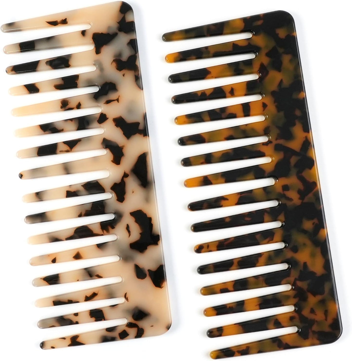 TaShow Hair Detangling Comb 2 Pack front view with tortoise shell pattern