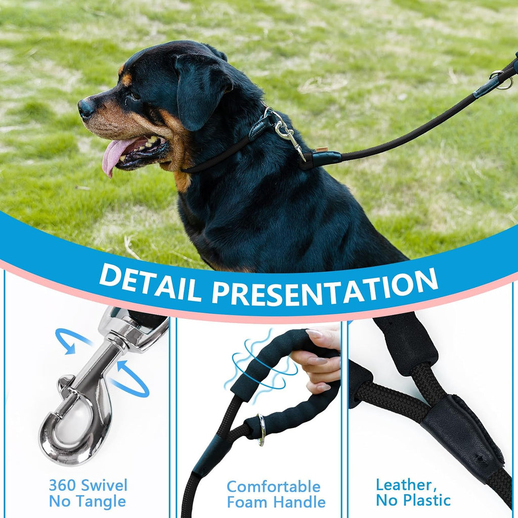 Heavy duty pet traction rope leash close up of the durable woven polyester fibers.