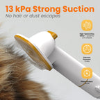 Low noise pet hair vacuum cleaner being used on a dog coat.