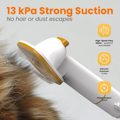 Low noise pet hair vacuum cleaner being used on a dog coat.