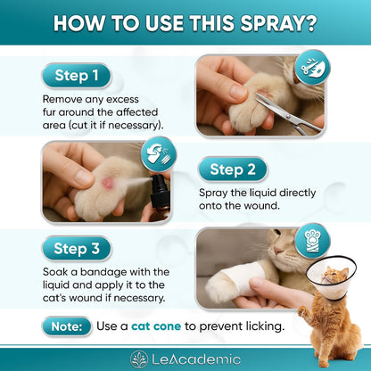 Lick safe feline wound care liquid spray with atomiser nozzle top