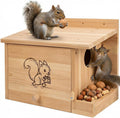 Extra Large Squirrel House 15.7" - Anti-Predator Nest Box with External Feeder, Carbonizedpine woodOutdoor Squirrel Shelter, 2-in-1 Backyard Wildlife Habitat for Tree or Fence Mount - Image 1