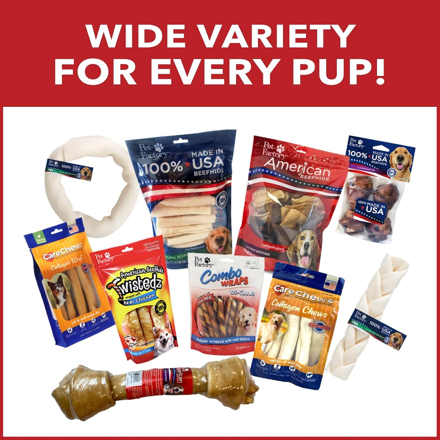 Pet Factory American Beefhide 6-7" Knotted Bones Dog Chew Treats - Natural Flavor, 10 Count/1 Pack - Image 9