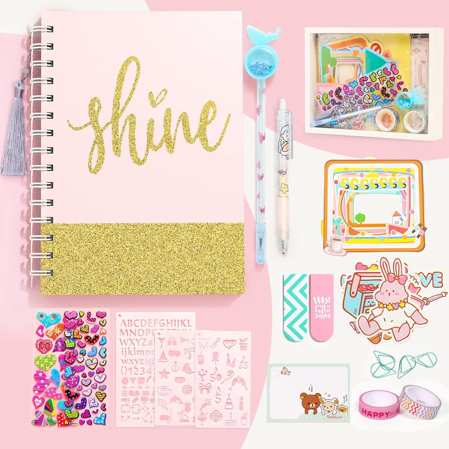Arulis DIY Journal Kit front view with scrapbook accessories
