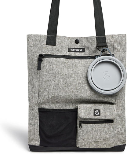 Cleverpup Park Pack 2-Piece Set Dog Gear Tote - Dog Travel Bag with 8 Pockets, Treat Pouch, Poop Bag Dispenser, Quick-Dry Ball Pocket, Collapsible Bowl, Perfect for Walks & Park Trips, Checkerboard - Image 9