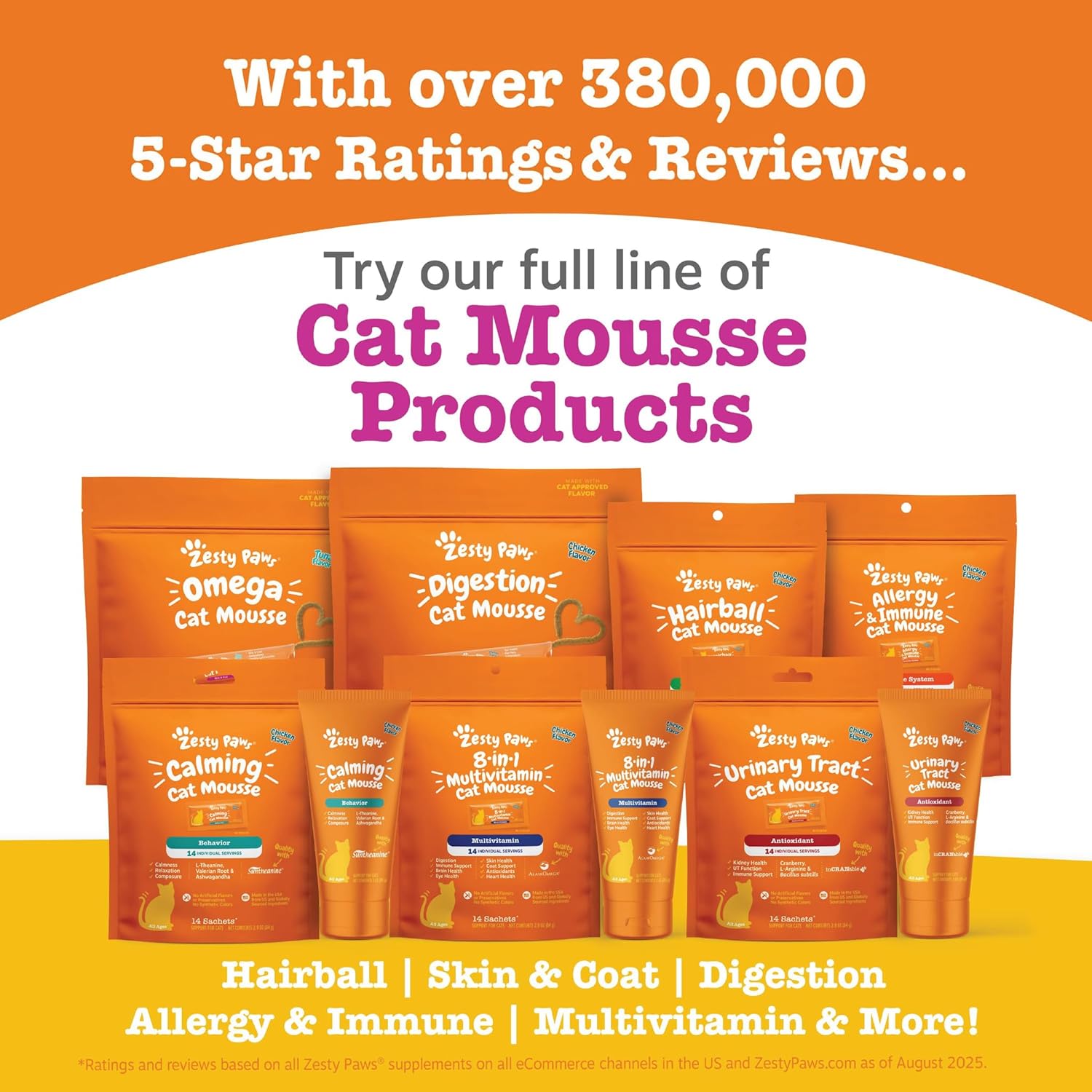 Back label of Zesty Paws digestion mousse showing instructions