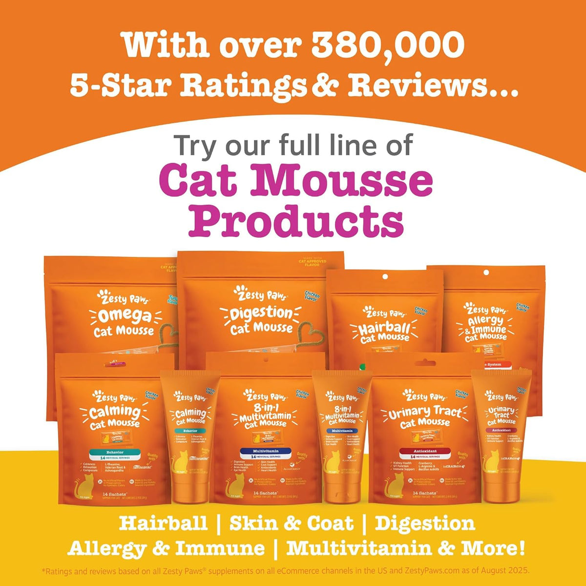 Back label of Zesty Paws digestion mousse showing instructions