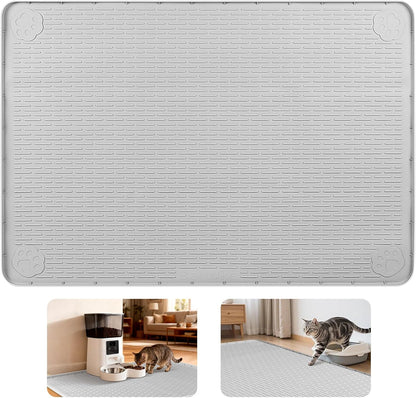Cat Litter Mat, Extra Large 40" x 28" Silicone Mat Litter Trapping Mat for Scatter Control, Soft on Kitty Paws, Easy to Clean (Gray) - Image 9