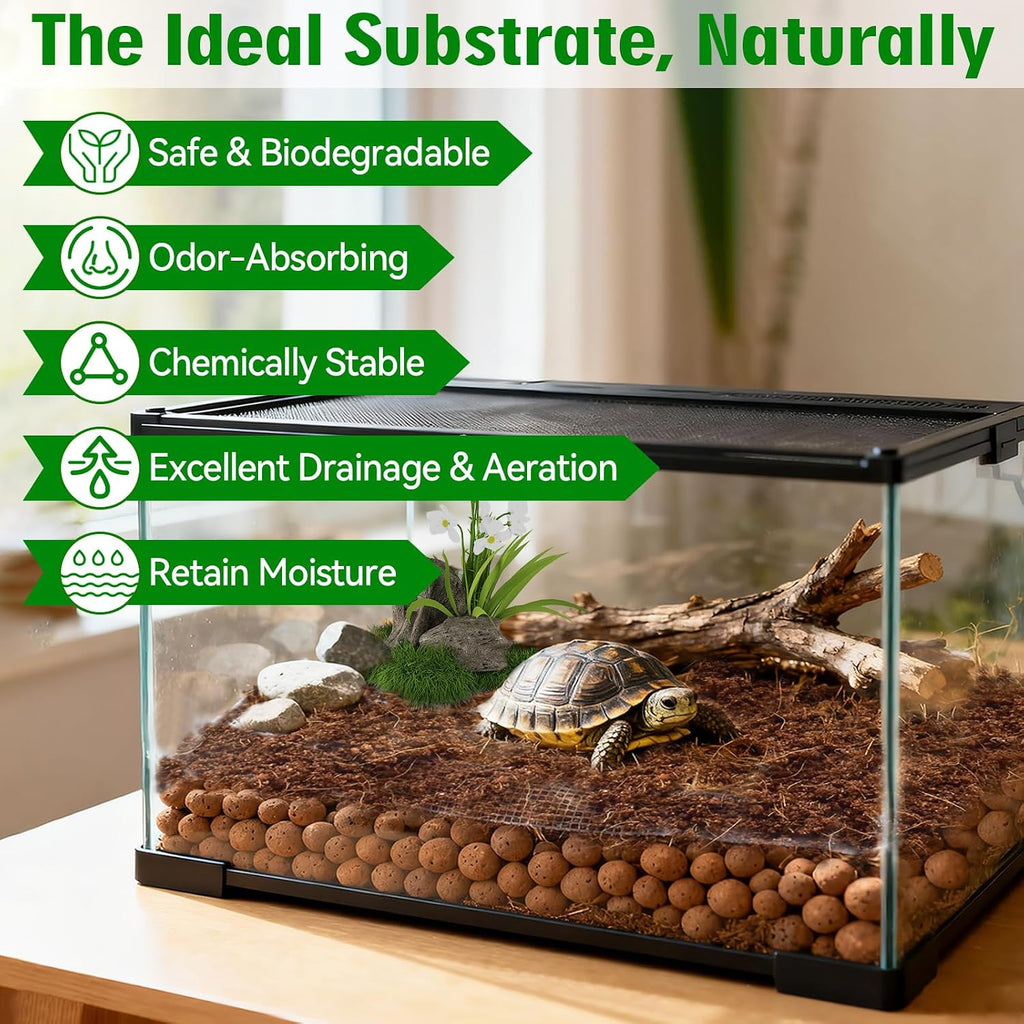 Halatool reptile substrate clay pebbles used as a false bottom in a leopard gecko enclosure.