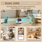 Oromvo pet camera dual lens split screen display
