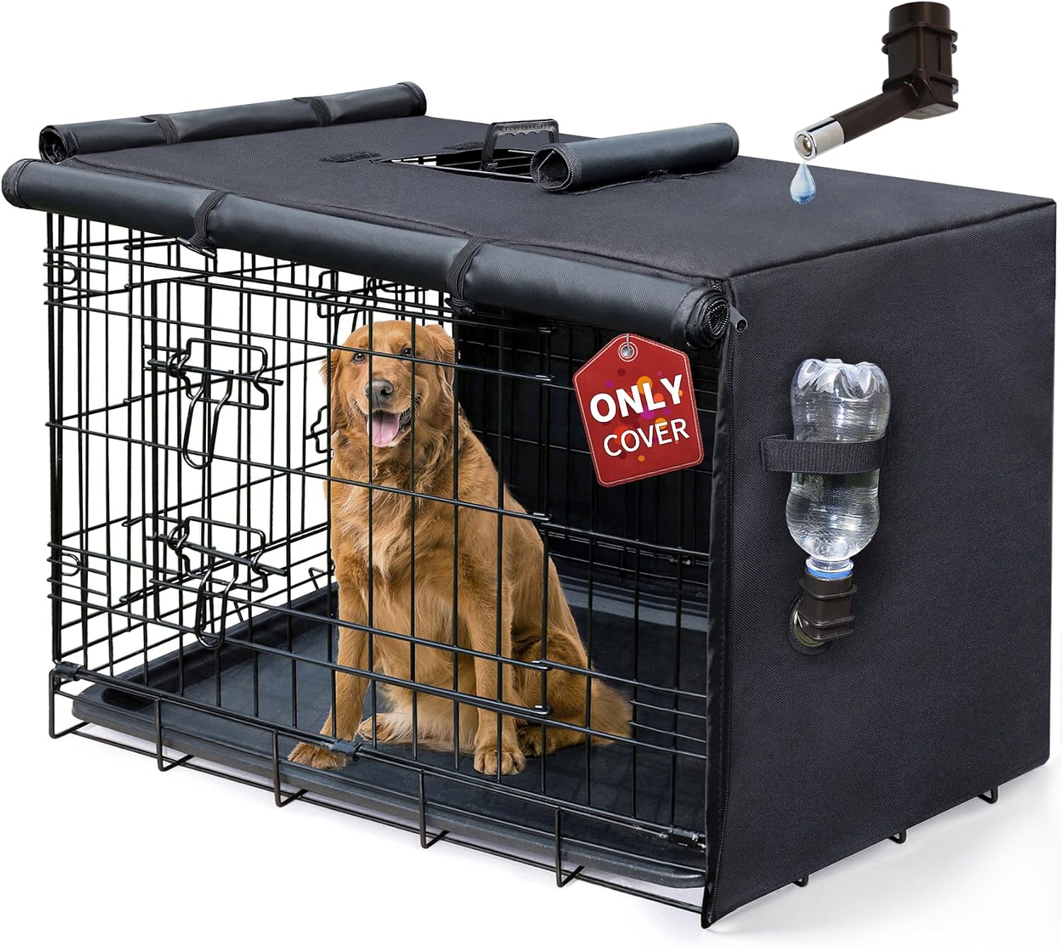 DONORO dog crate cover 36 inch front view on wire cage