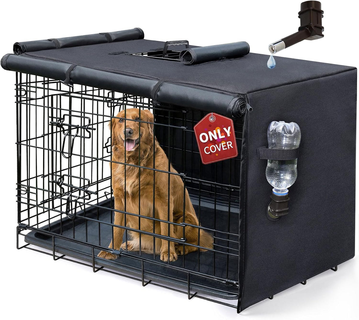 DONORO dog crate cover 36 inch front view on wire cage