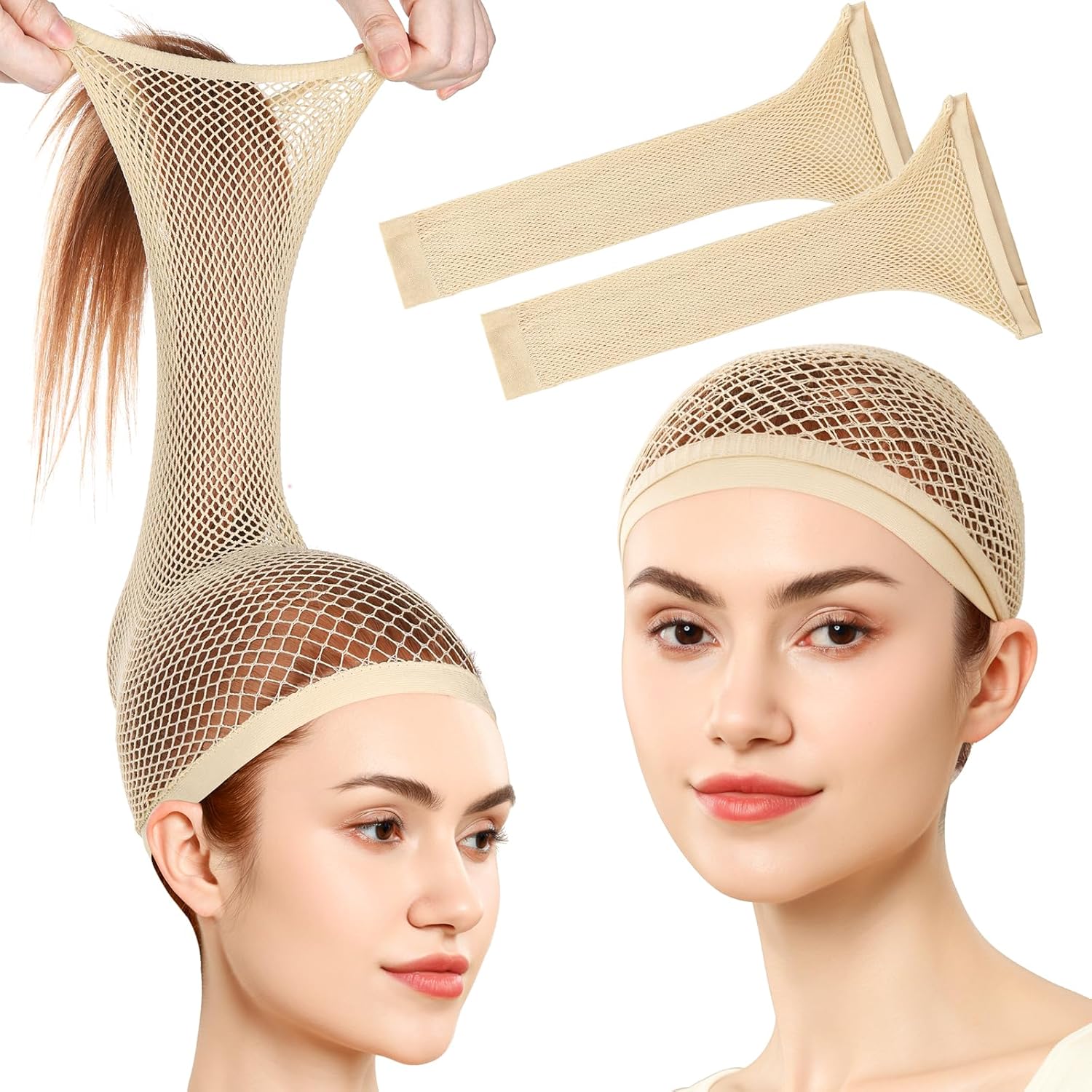 Fandamei mesh wig cap light brown front view