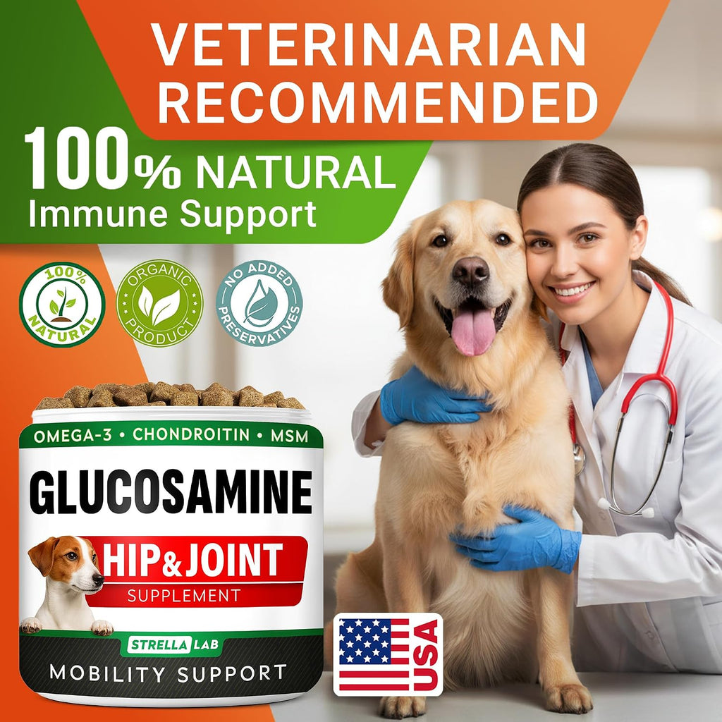 Glucosamine Treats for Dogs - Joint Supplement w/Omega-3 Fish Oil - Chondroitin, MSM - Advanced Mobility Chews - Joint Pain Relief - Hip & Joint Care - Chicken Flavor - 120 Ct - Made in USA - Image 9