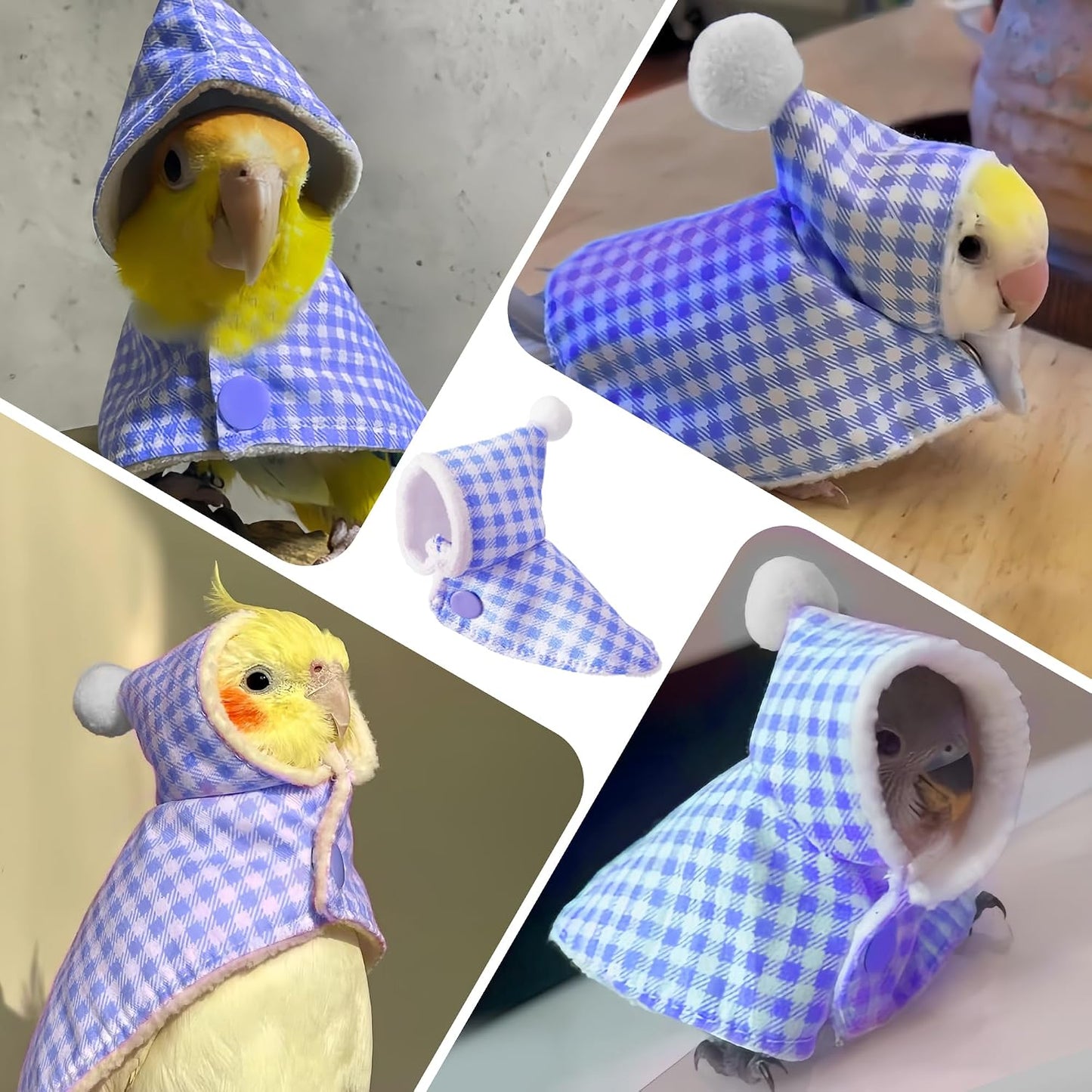 HASSLICKIT bird fancy dress cape on cockatiel side view photo prop