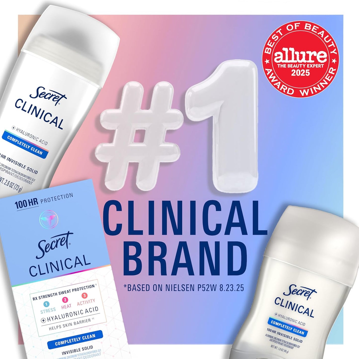 Back label of Secret Clinical Strength Invisible Solid showing directions and ingredients