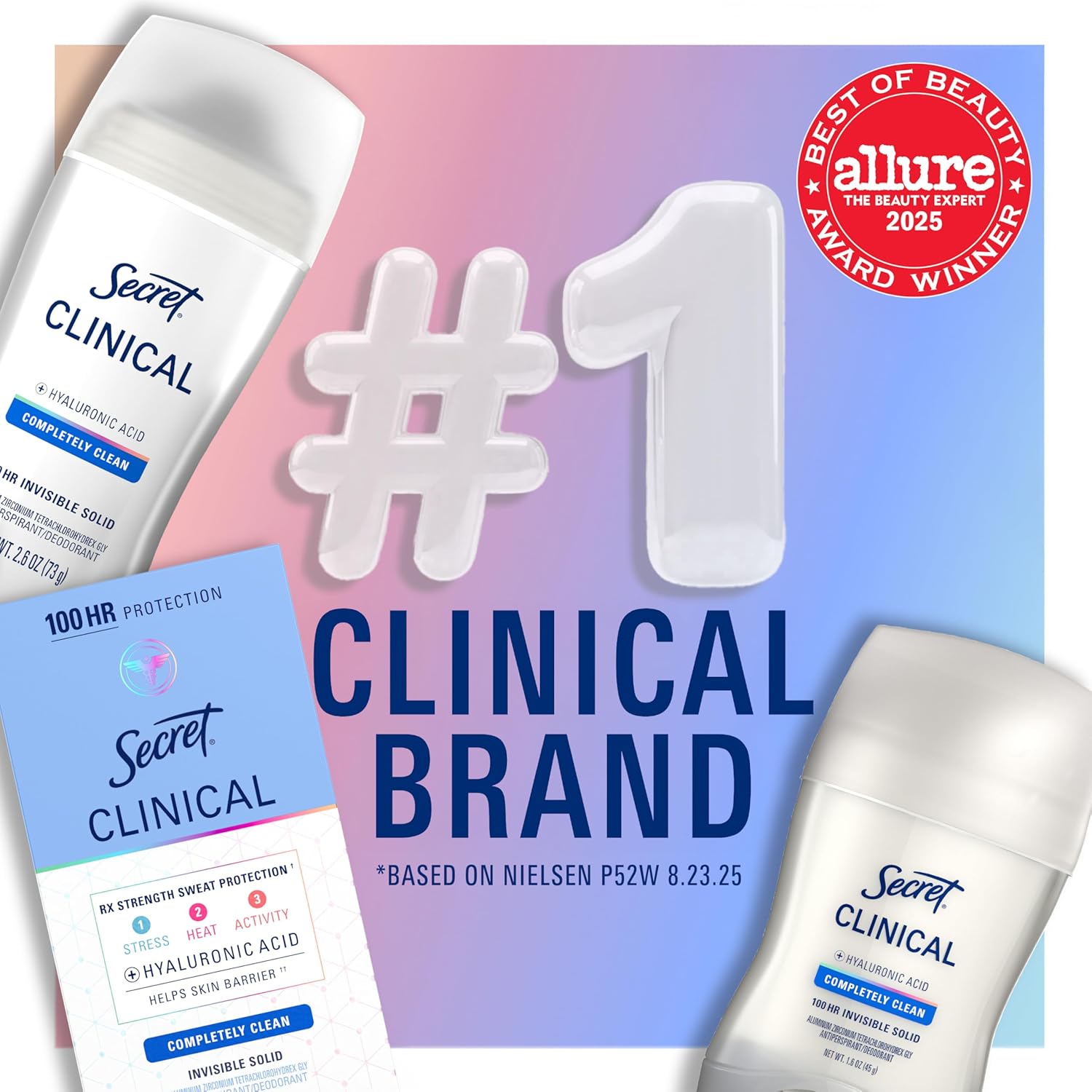 Back label of Secret Clinical Strength Invisible Solid showing directions and ingredients