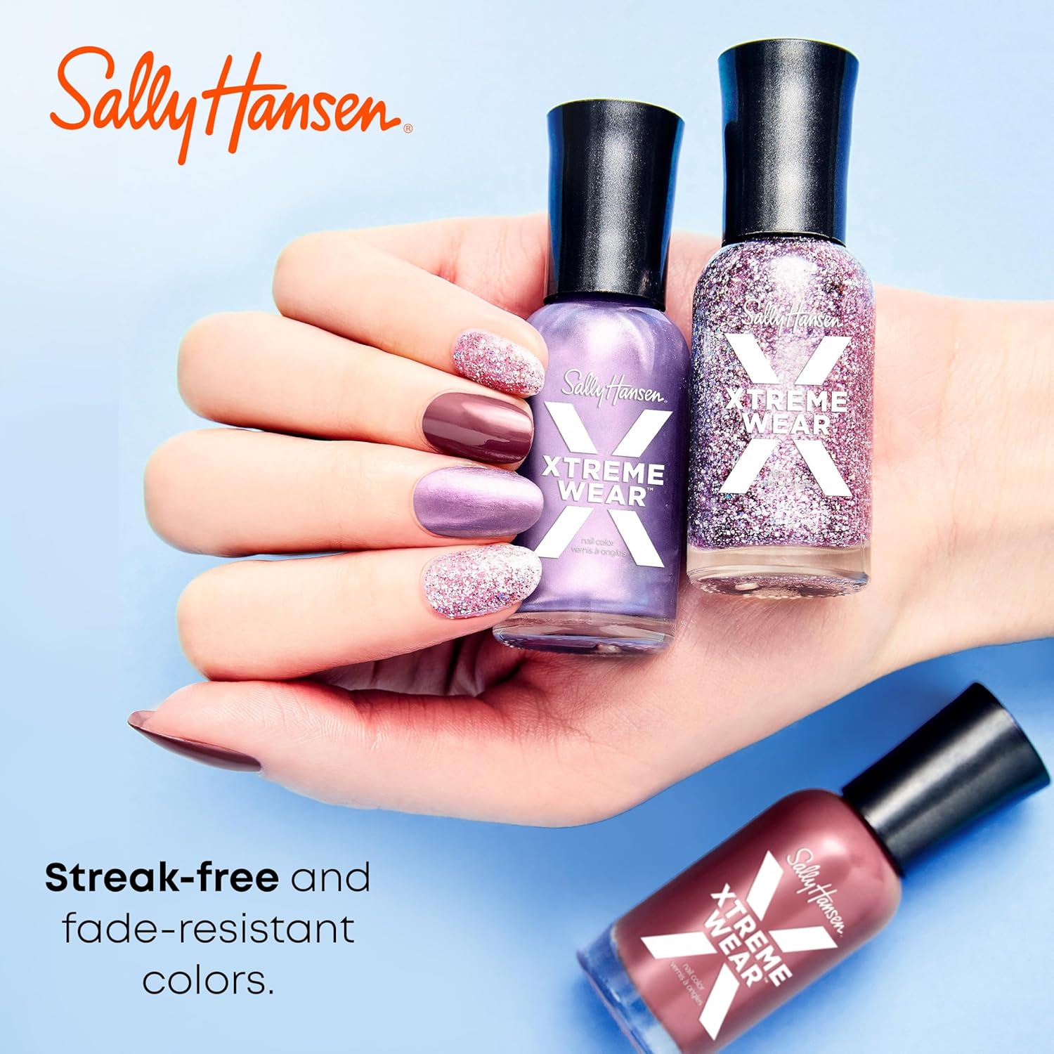 Sally Hansen Xtreme Wear Nail Polish, Streak-Free, Shiny Finish, Long-Lasting Nail Color, Black Out, 0.40 fl oz - Image 6