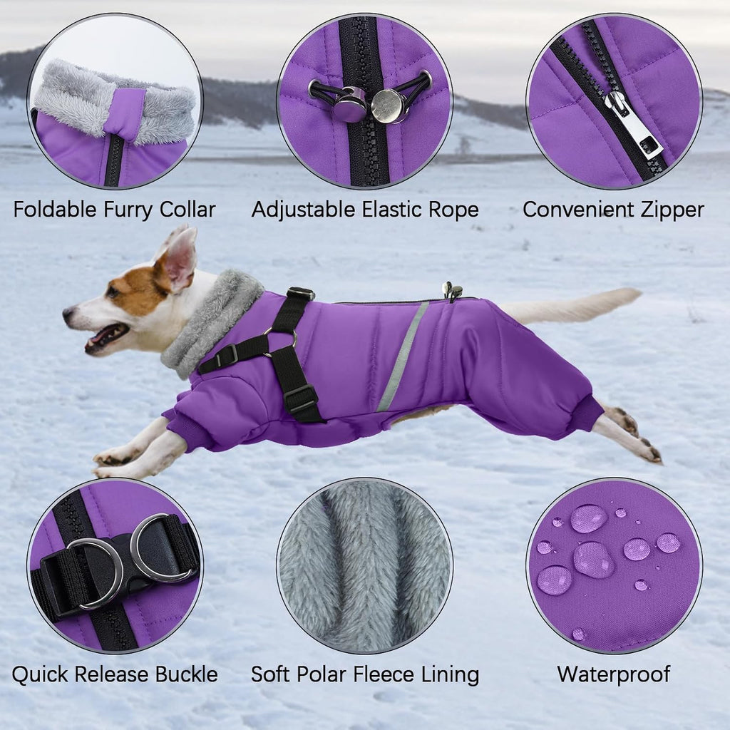 Side view of BRKURLEG small dog winter coat