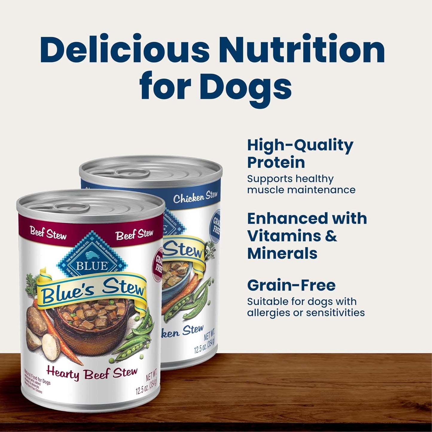 Blue Buffalo Country Chicken Stew grain free dog food packaging details.