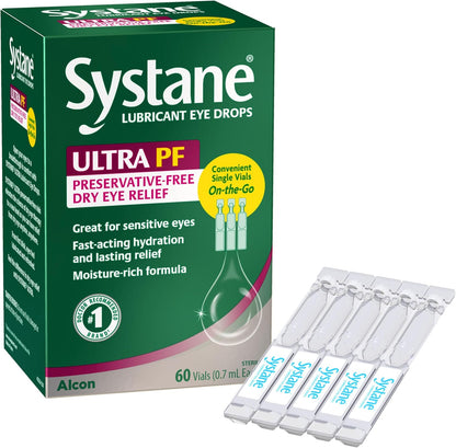 Systane Ultra Preservative Free Lubricant Eye Drops front view box packaging