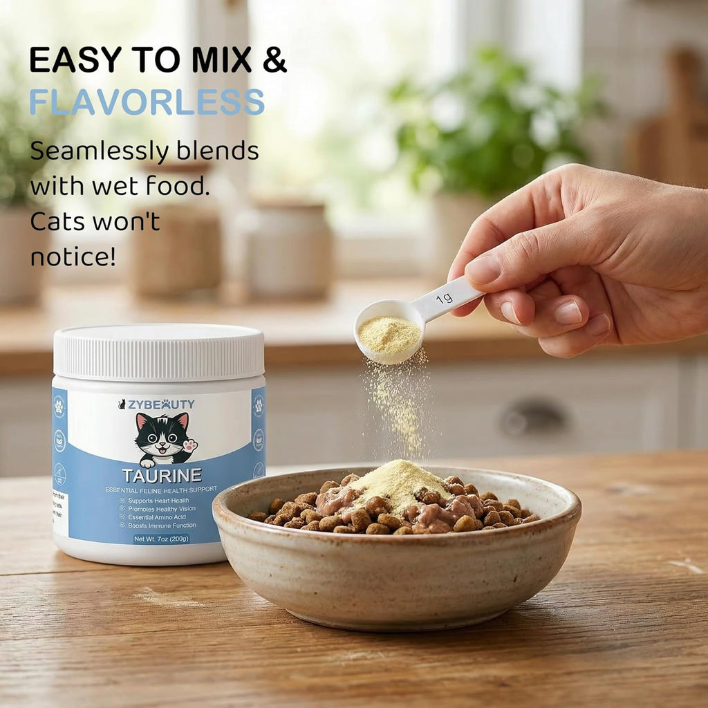 Easy to mix odorless taurine food topper for kittens and adult cats