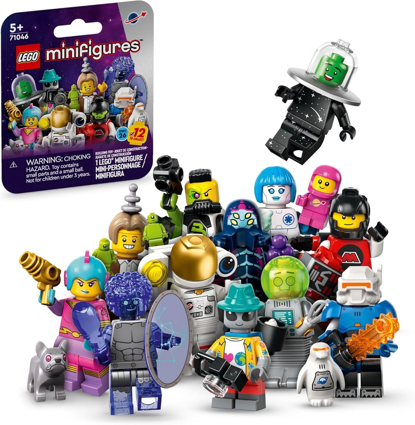 LEGO Minifigures Series 26 Space Collectible Toy Figures 71046 front view showing full character collection