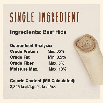 Premium grade beef hide natural dog chews for medium breeds