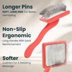 Flying Pawfect grooming brush being used on a long haired golden doodle coat