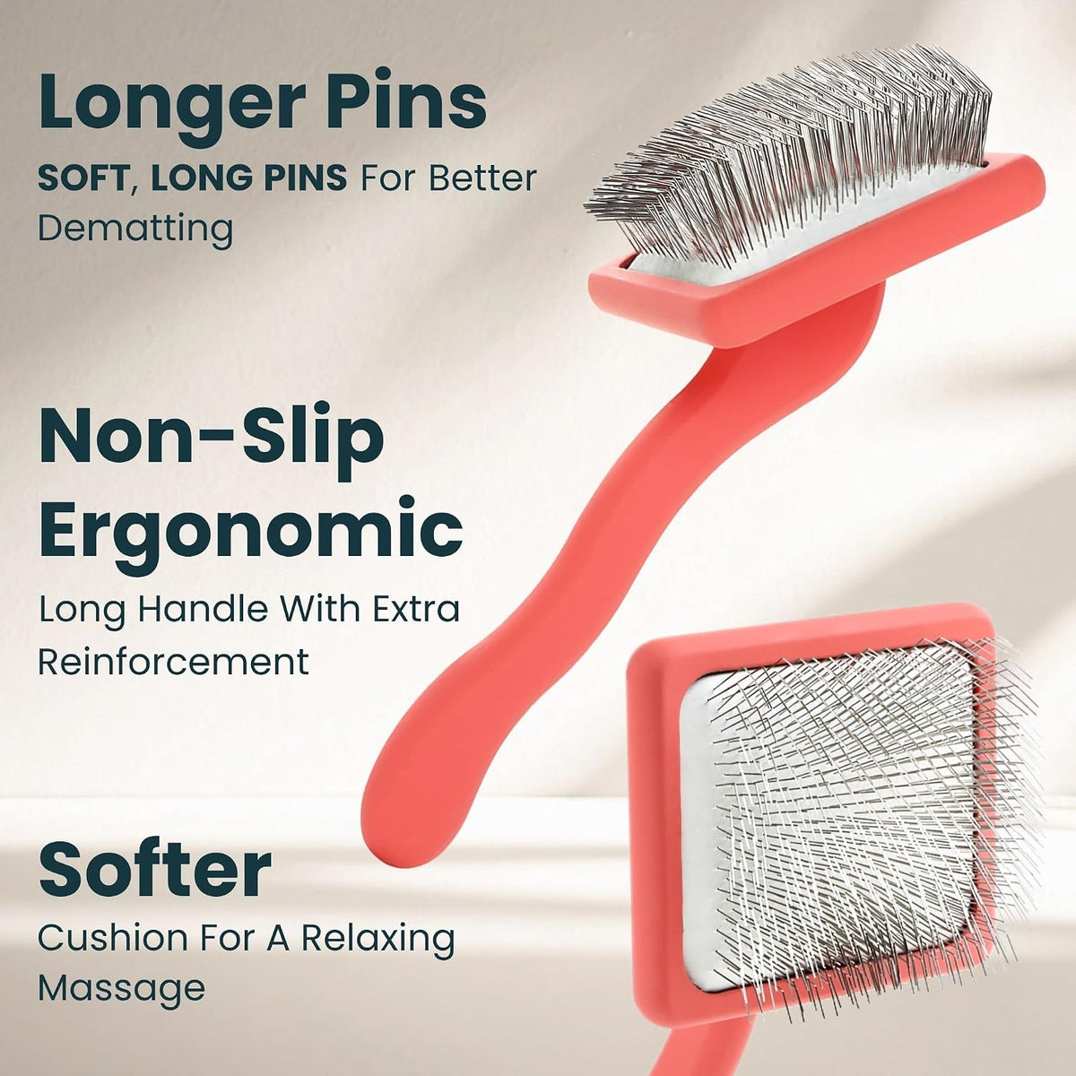 Flying Pawfect grooming brush being used on a long haired golden doodle coat