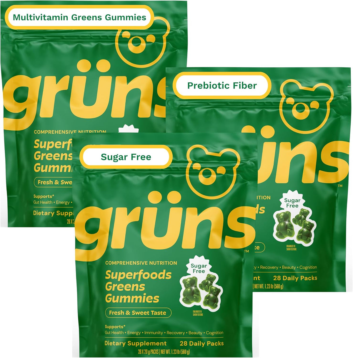 Gruns Adult Greens Gummies Sugar Free Multivitamin & Prebiotic Fiber, 28 ct - Image 10