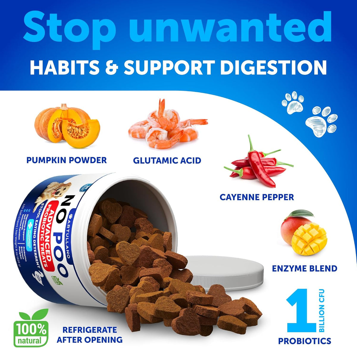 Artullano No Poo Chews dog eating supplement treat