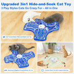 Qraxond rechargeable touch activated kitten toy top angle display showcasing the dual motor setup.