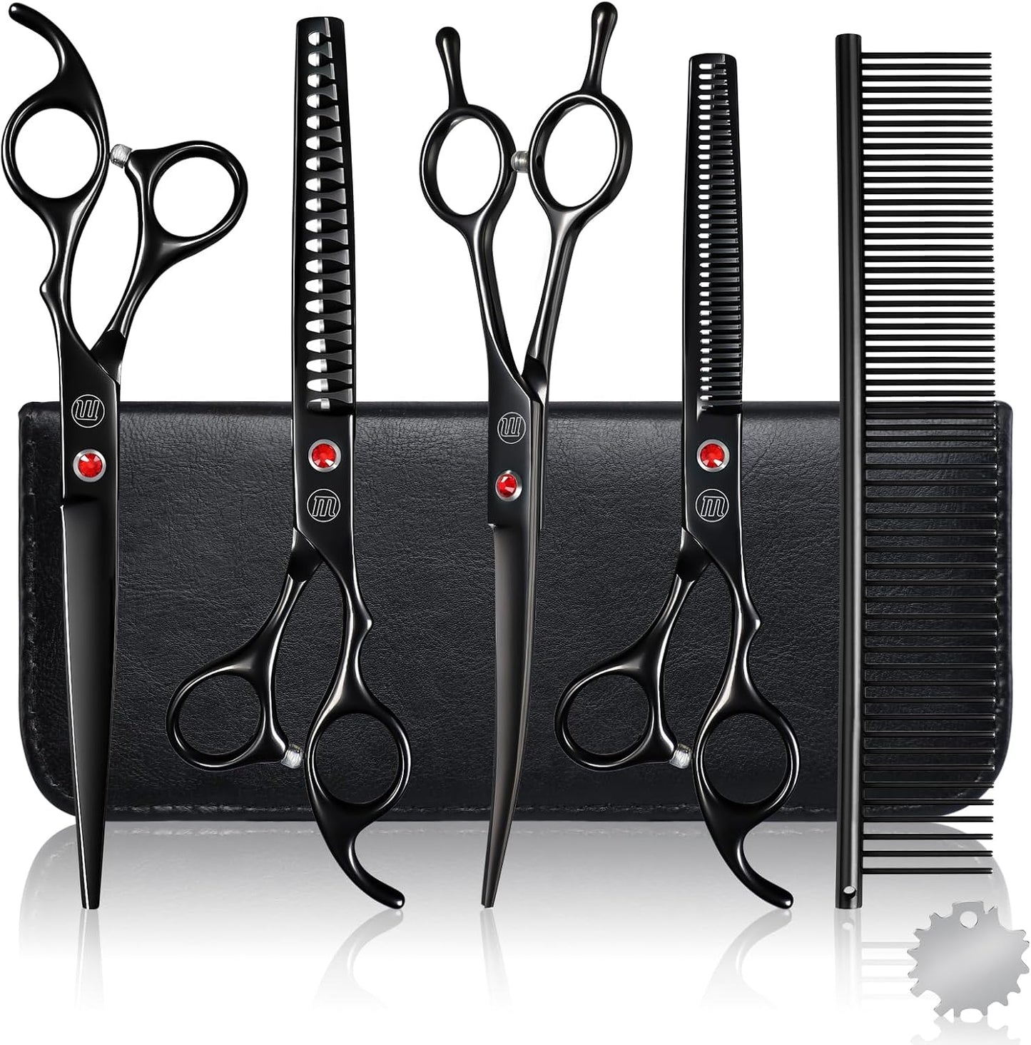 Professional Dog Grooming Scissors Set, 7 Inch/8 Inch Pet Grooming Scissors Chunkers Shears for Dog, Curved Dog Grooming Scissors, Thinning Shears for Dog with Grooming Comb - Image 9