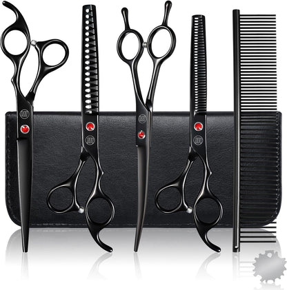 Professional Dog Grooming Scissors Set, 7 Inch/8 Inch Pet Grooming Scissors Chunkers Shears for Dog, Curved Dog Grooming Scissors, Thinning Shears for Dog with Grooming Comb - Image 9