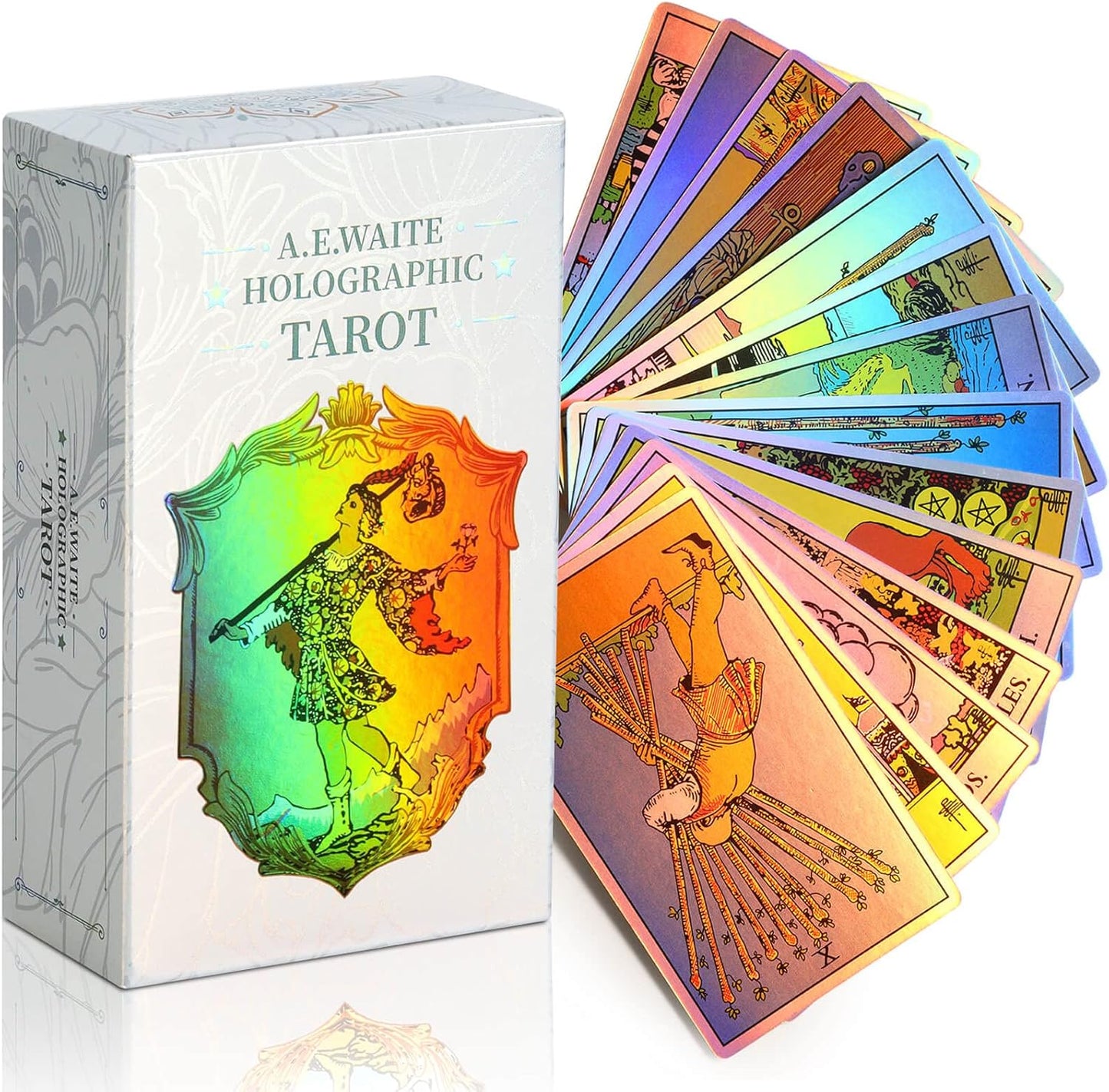 MagicSeer rainbow holographic tarot cards deck front view