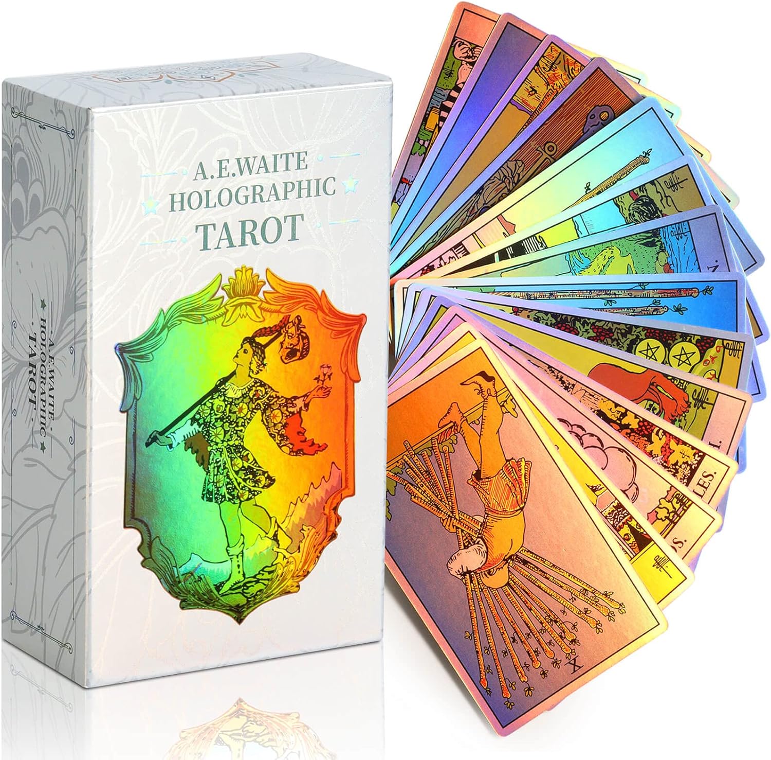 MagicSeer rainbow holographic tarot cards deck front view