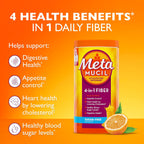 Metamucil 4-in-1 Psyllium Husk Fiber Supplement, Sugar-Free, 180 teaspoons, Orange Flavored, Daily Fiber Powder for Digestive Health, made with Plant-Based Psyllium Husk Fiber - Image 2