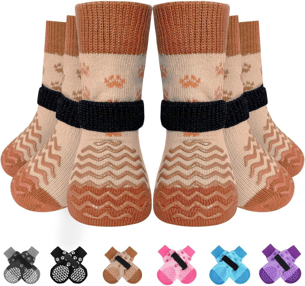 EXPAWLORER 6Pcs Anti Slip Dog Socks to Prevent Licking Paws, Dog Shoes for Hot Pavement Double Sides Dog Boots & Paw Protectors Booties for Hardwood Floors with Grip Small Medium Large Senior Dogs, S - Image 15