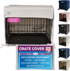 Pet Dreams ivory dog crate cover on a double door wire cage