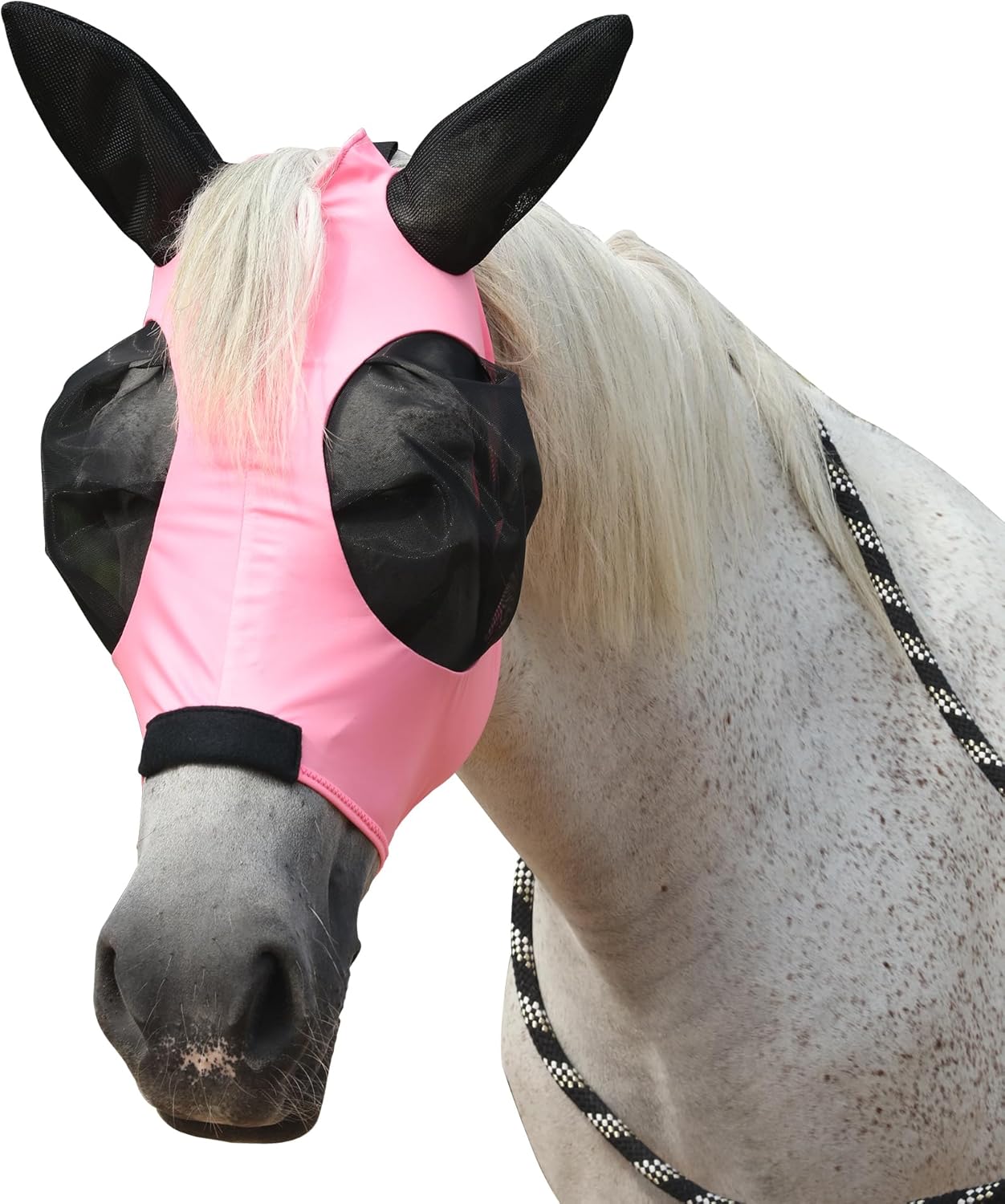 Horse Fly Mask with Ears - Large Eye Space for Full Vision, Breathable Stretch Comfort Fit, UV Protection, Forelock Opening, Easy Pull-On Paleblue Full - Image 11