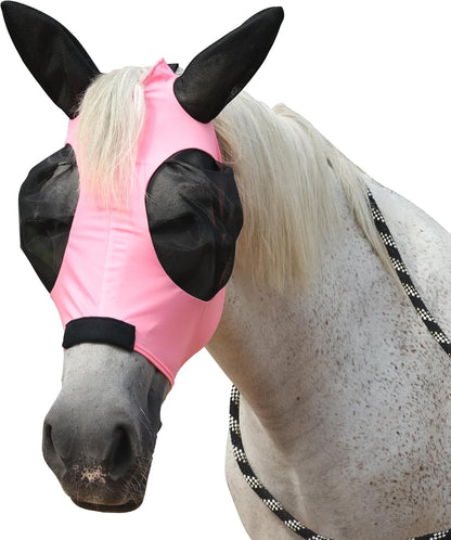 Horse Fly Mask with Ears - Large Eye Space for Full Vision, Breathable Stretch Comfort Fit, UV Protection, Forelock Opening, Easy Pull-On Paleblue Full - Image 11