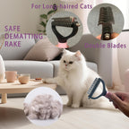 Stainless steel dematting rake tool for cats removing loose undercoat fur