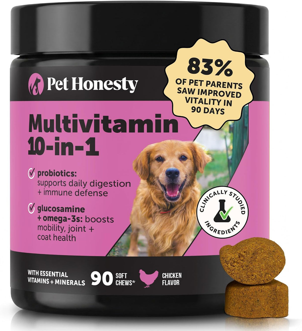 Pet Honesty 90 count supplement packaging