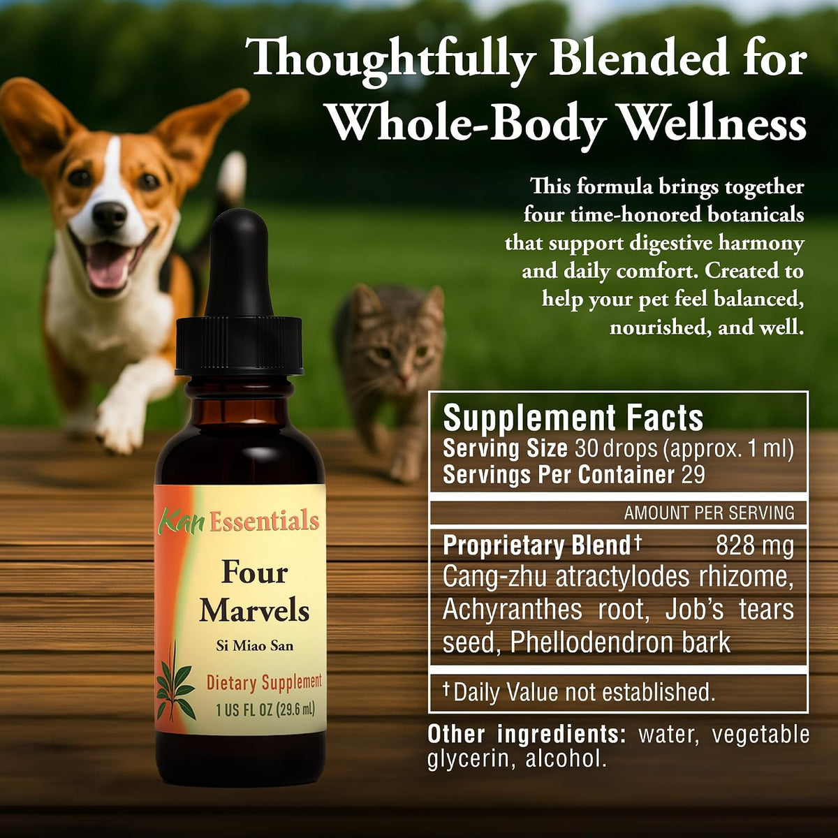 Kan Herb pet supplement label details and ingredients
