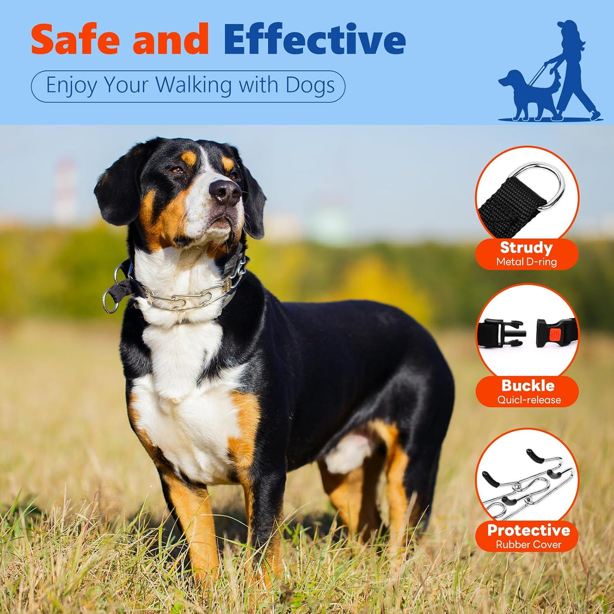 Side view of Supet prong collar for medium dogs