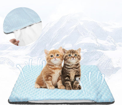 Cat Cooling Mat, Cooling Pad for Dogs Cats with Ice Gel Bag to Stay Clod Longer, Two Sided Soft Kitten Sleeping Bed for Summer, Washable for Crate Kennel, Arc-Chill Cool Fiber Q-MAX >0.45, 16.5x26" - Image 10