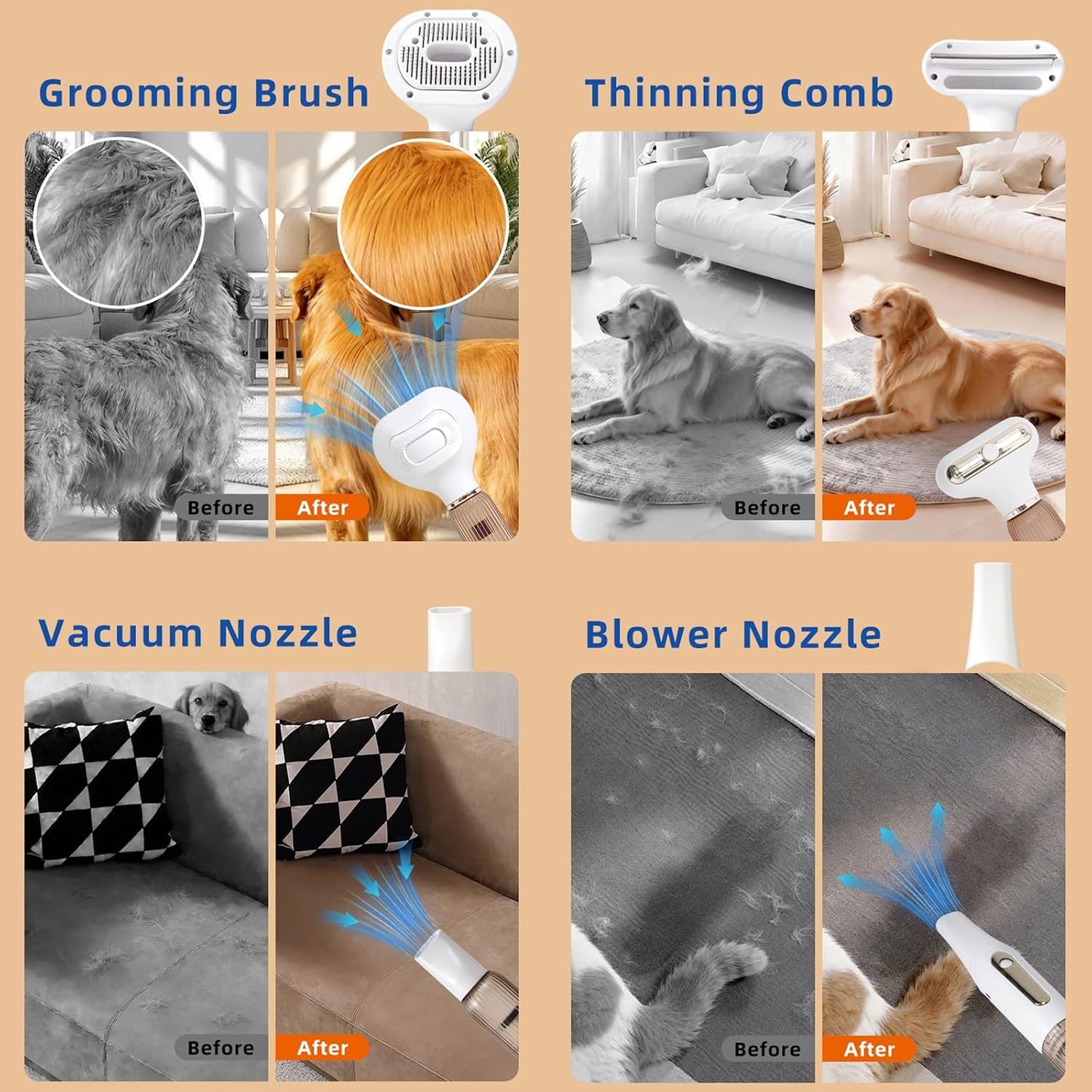 ZYPUIXK 4-in-1 slicker brush kit attached to the cordless pet vacuum device
