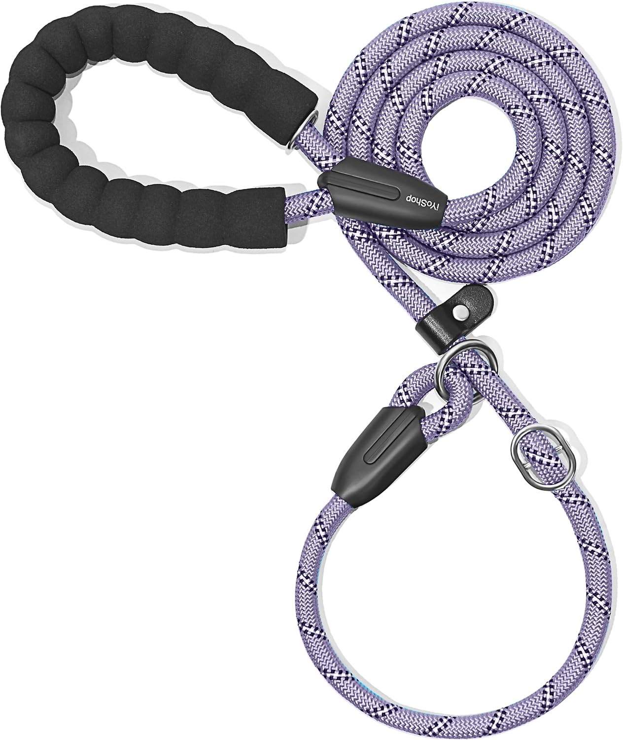 iYoShop slip lead leash adjustable loop being demonstrated for proper dog training fit